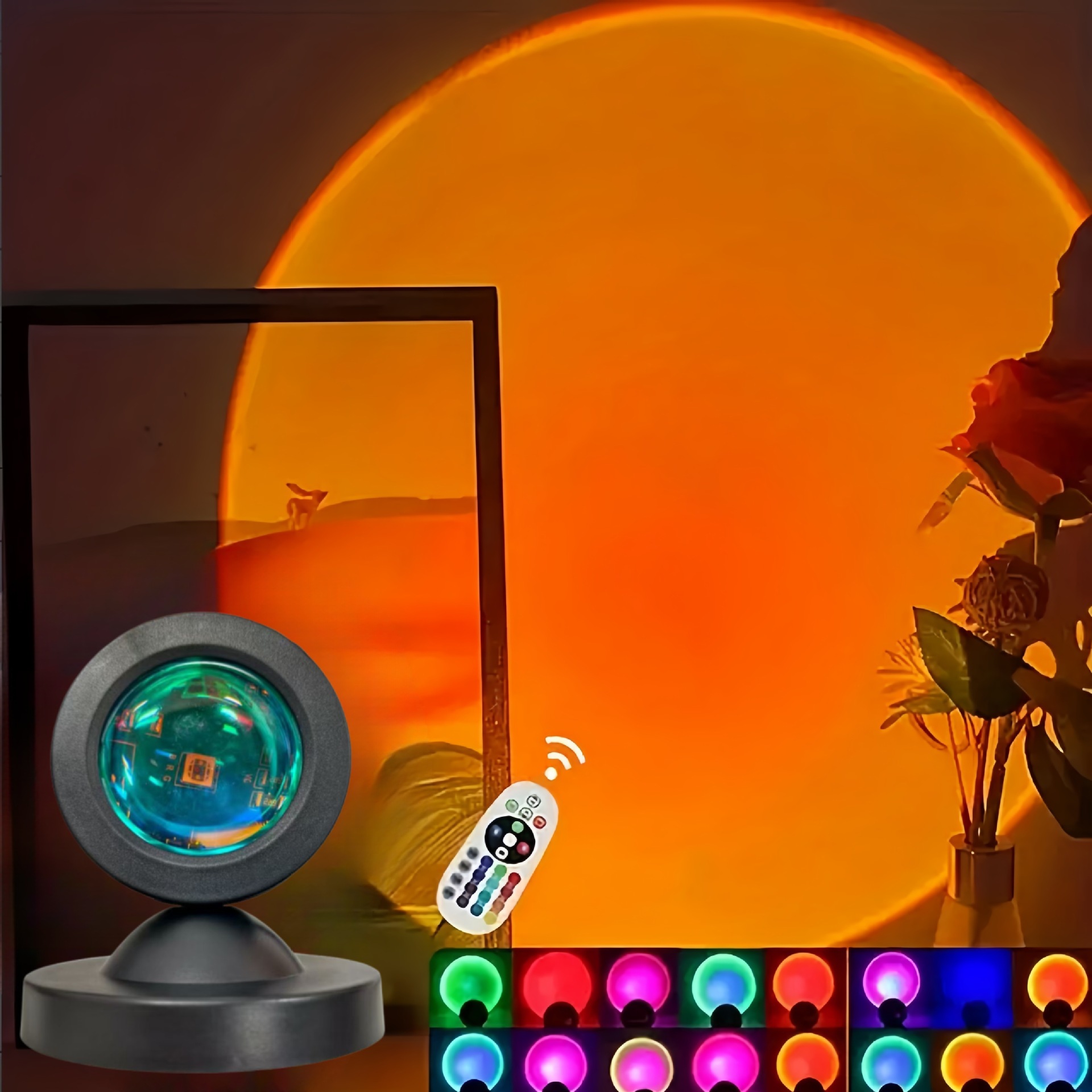 Sunset Lamp Projection - 1 Stück lebendiges Sonnenuntergang-Projektionslicht – 16-Farben-Spektrum,