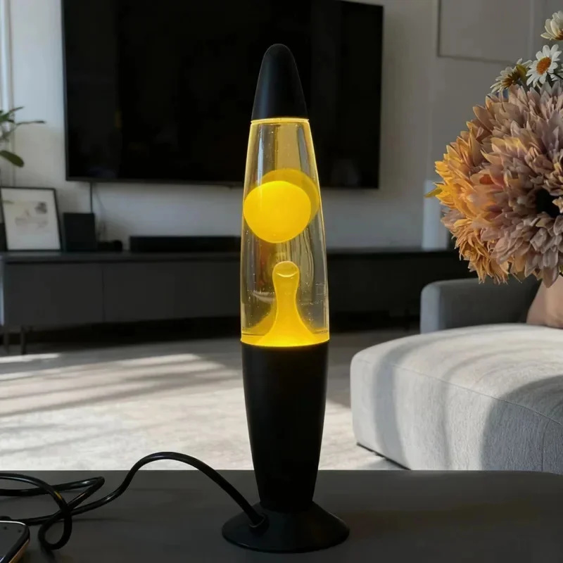 Lava Lamp Desktop - Lavalampe mit Metallfuß, EU-Stecker, Vulkan-Flüssigkeits-Stimmungslicht für