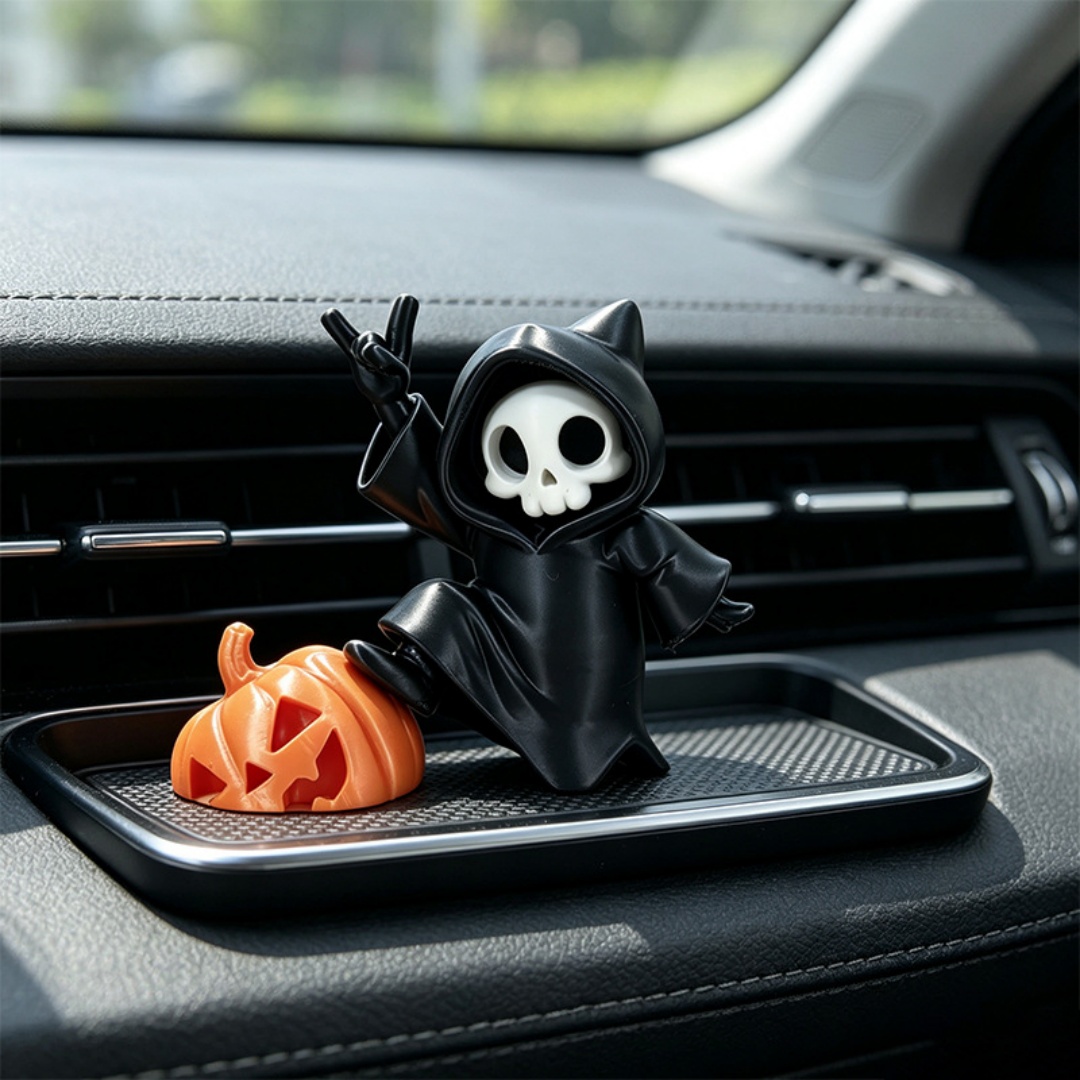 Lighting Mcqueen Bedroom Decor - Katzenohren-Sensenmann Halloween-Figur 3D-Gedruckte Geister-Kürbis-Dekoration für Schreibtisch,