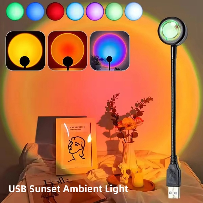 Sunset Lamp Projection - Sonnenuntergang-Projektionslampe, Heimdekoration, Atmosphärenlampe, mehrere Winkel, drehbar,