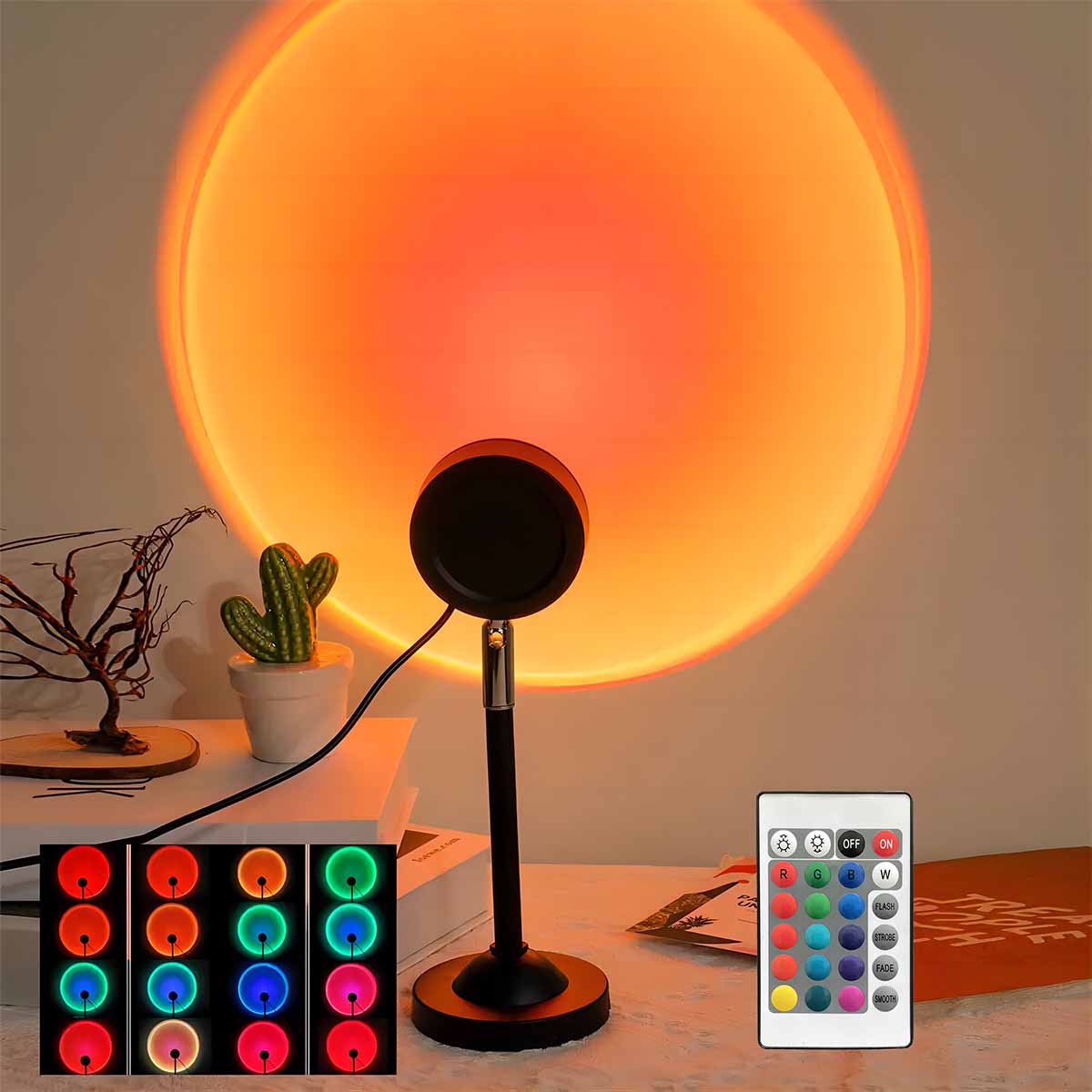 Sunset Lamp Projection - Sonnenuntergang-Projektionslicht mit Fernbedienung, 16 Farben, Ambiente-Nachtlicht,