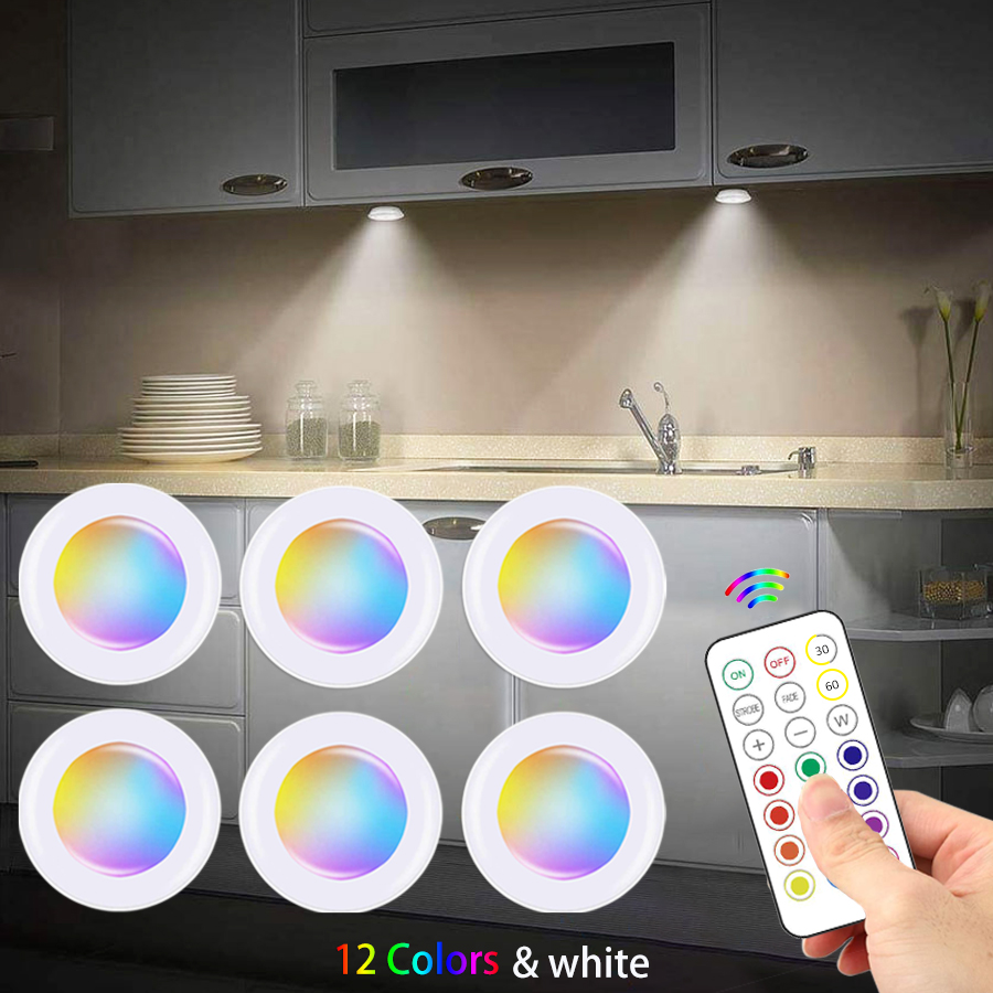 Kitchen Decor Lighting - 13-farbige RGB-LED-Unterschrankleuchte, kabellose Fernbedienung, dimmbar, Kleiderschrank,
