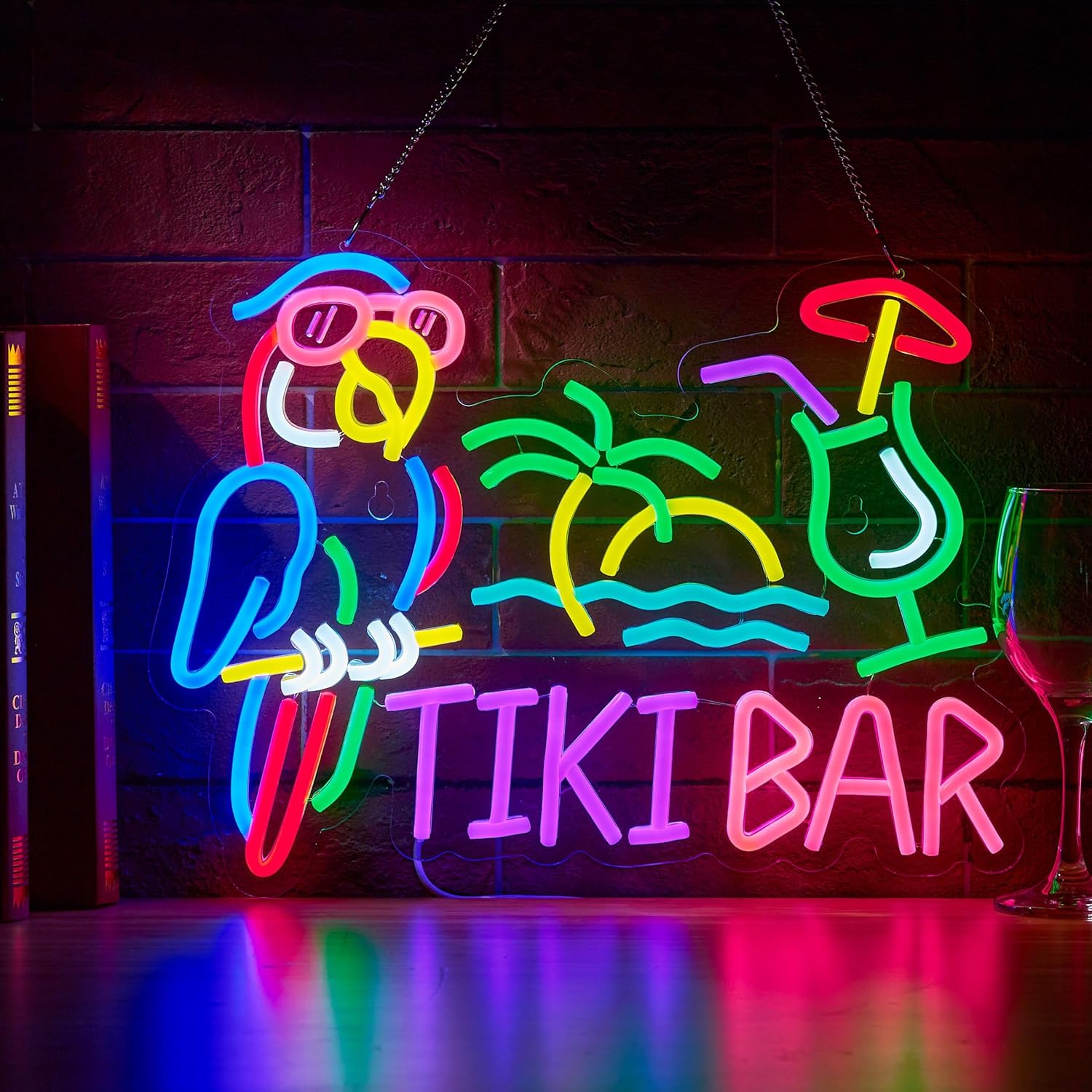 Wall Decor Lighting Tree - Tiki Bar Papageienpalmen-Neonschild Geschäfts-Wandbeleuchtung USB LED