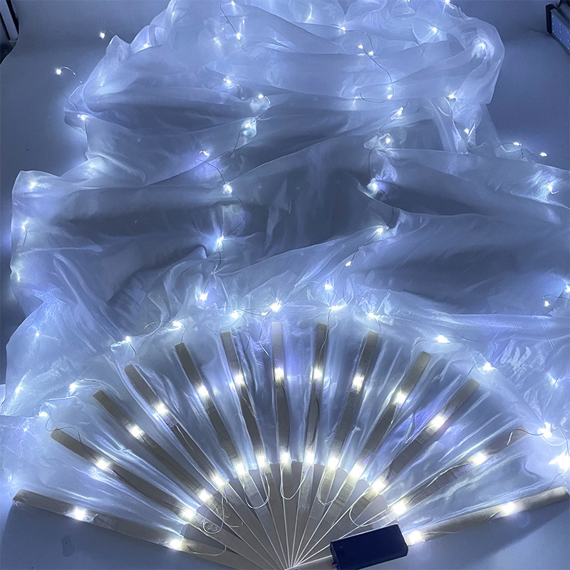 Decor Lighting Fans - 1 Stück LED-Bauchtanz-Fächer, bunter Schleier, leuchtender