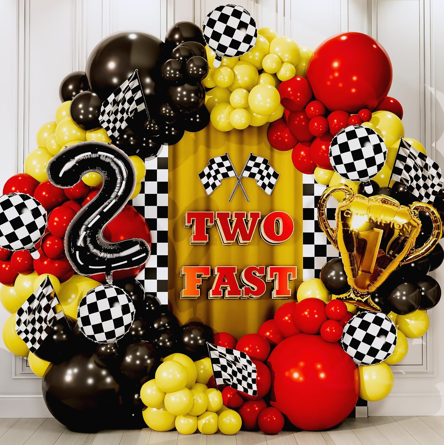 98-teiliges gelbes und schwarz – Lighting Mcqueen Decor Bewertung und Preis