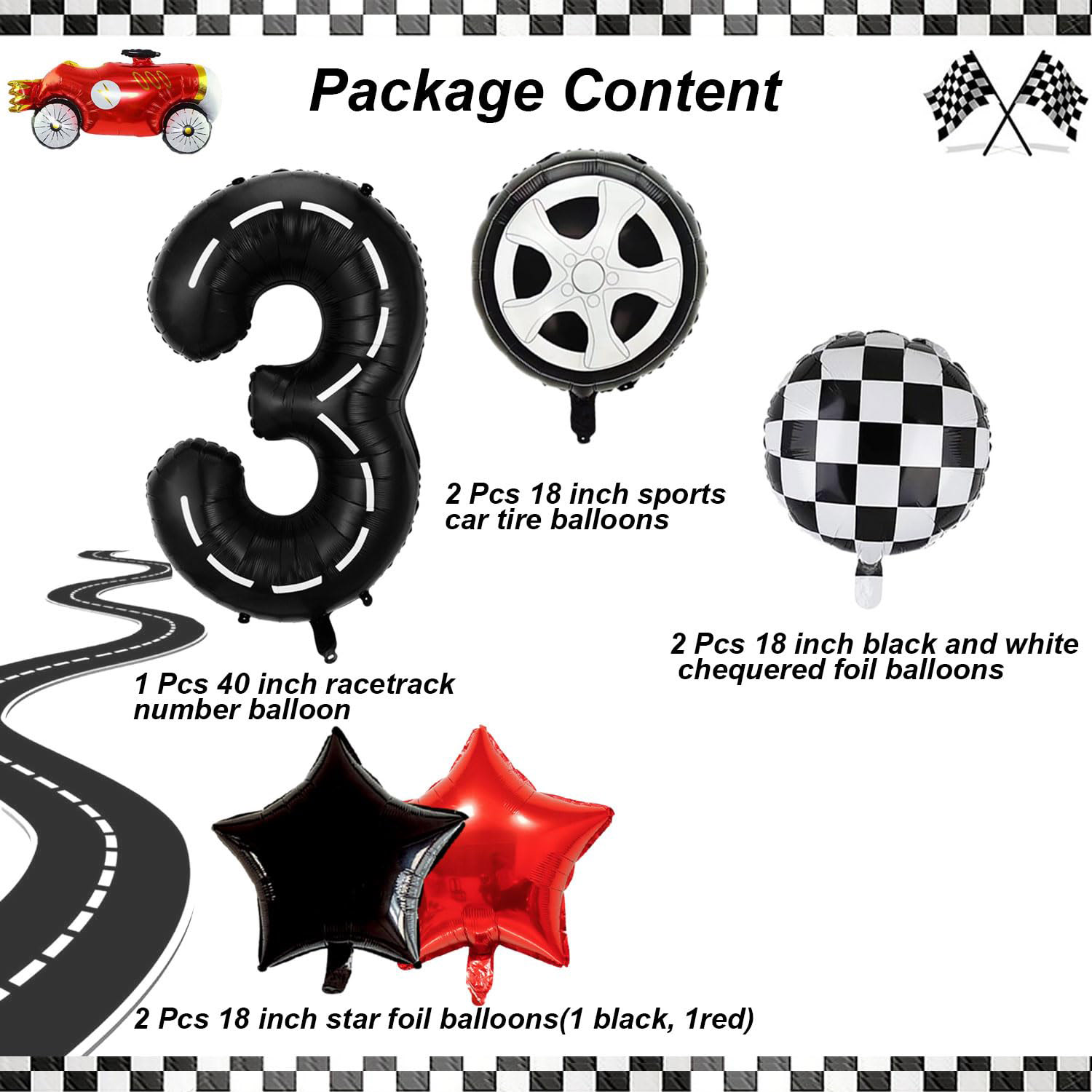 Rennwagen-Geburtstagsballons,  – Lighting Mcqueen Decor Bewertung und Preis