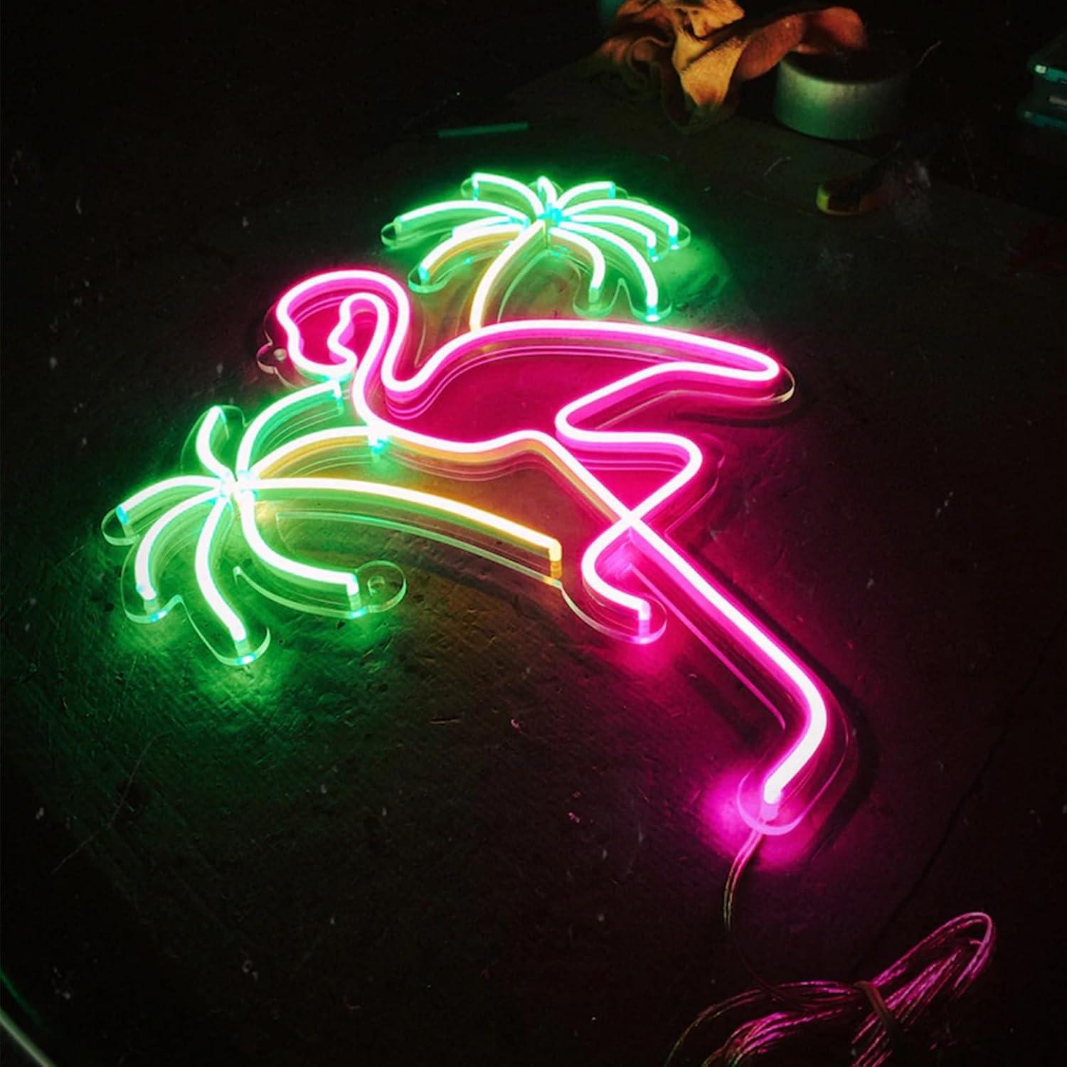 Flamingo- und Palmen-Neonlicht – Wall Decor Lighting Tree Bewertung und Preis