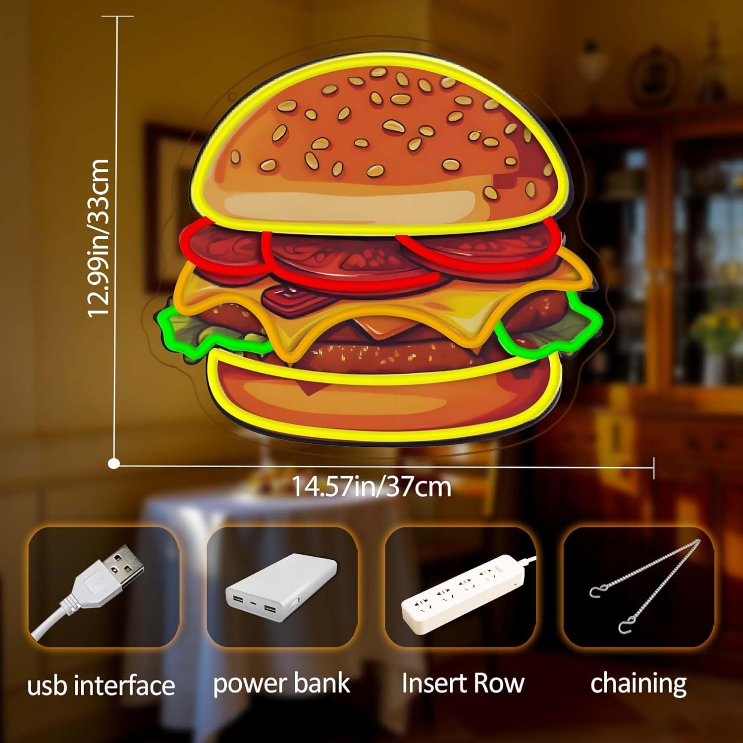 Burger Neonschild LED Hamburge – Kitchen Decor Lighting Bewertung und Preis